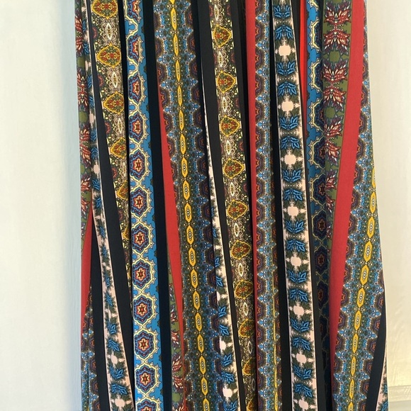 T. Tahari Maxi Dress Vintage Print Tile Paisley Homecoming Adjustable Size Small - Picture 4 of 11